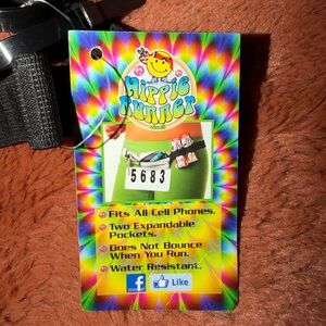 Hippie Runner Running Belt Waist Pack Black Adjustable Phone Holder NWT